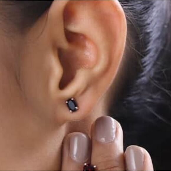 Mozambique Garnet and Australian Black Tourmaline Earrings - Picture 10 of 16